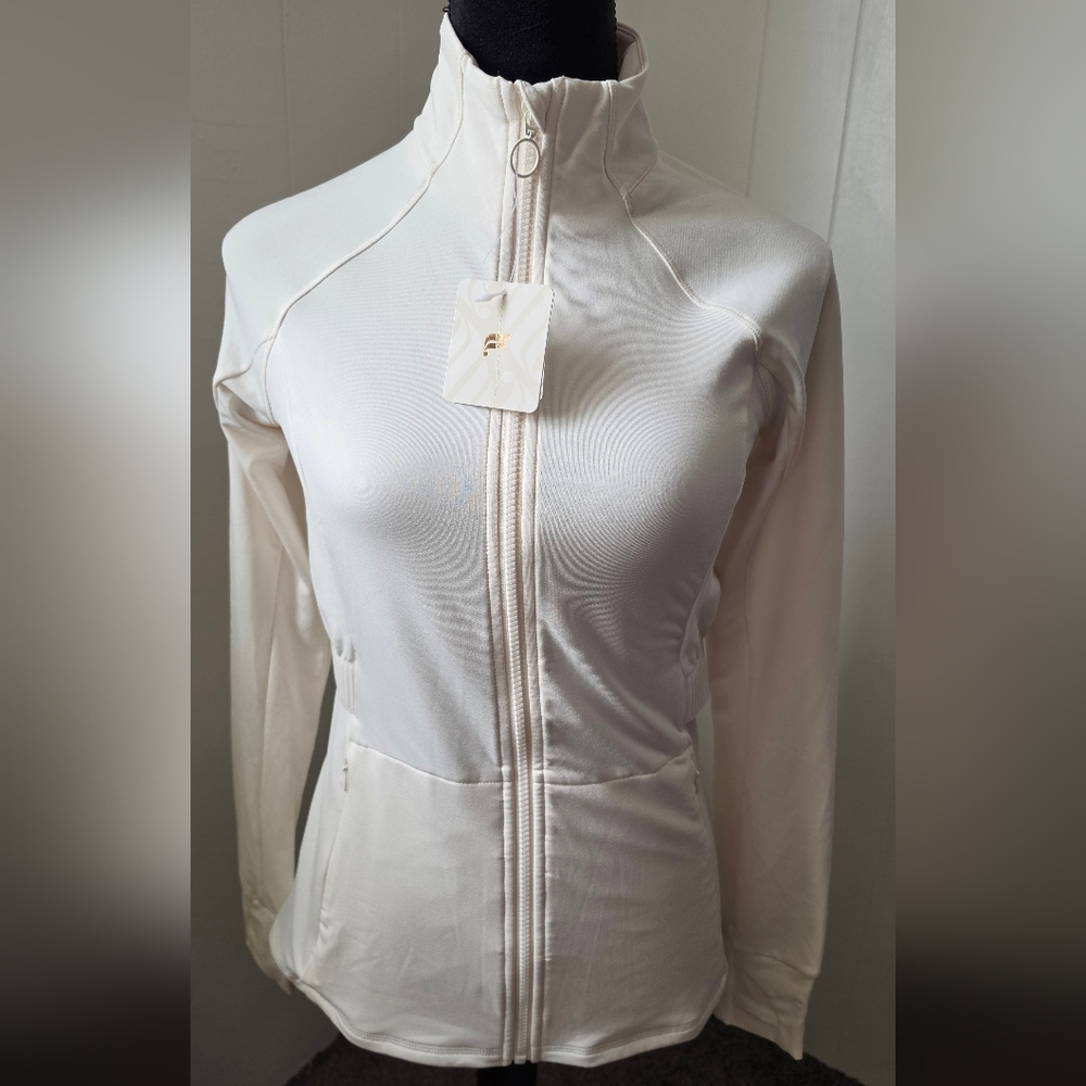 Fabletics Women's Cream Jacket | Size small. *Small Marks*